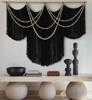 Macrame Wall Hanging Black Yarn Tapestry Home Decor Large Fiber Wall Art Living Room Bedroom Home Wall Decor 57" W x 43" L by CozyNest Decor