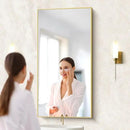 48x24In Gold Bathroom Mirror for Wall, Brushed Gold Rectangle Mirrors with Metal Frame, Bathroom Rectangular Mirror Modern Wall Mirror for Bedroom Living Room, Hangs Horizontal or Vertical by CozyNest Decor