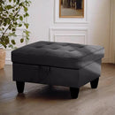 Ottoman Rectangular Storage Ottoman Bench, Faux Leather Footrest, Coffee Table, Stool Footstool with Hinged Lid for Living Room, Bedroom, Entryway, Black, 35"x23.5"x17.5" by CozyNest Decor