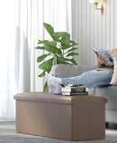 Storage Ottoman Bench, Folding Ottoman Foot Rest, End of Bed Bench,Storage Chest, for Living Room, Bedroom, Hallway, Entryway, Holds up to 700 lb (BROWN1, 43") by CozyNest Decor