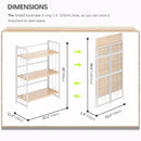 4NM No Assembly 3 Tiers Folding Bookshelf, 35" H Foldable Storage Shelves Vintage Bookcase Standing Racks Study Organizer Home Office - Natural White by CozyNest Decor