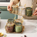 Acrylic Condiment Spice Jars,Condiment Spice Box With Lids and Spoons and Tray,Clear Plastic Condiment Canisters,Seasoning Box 3 Pack,Seasoning Box Set for Kitchen to Storage Salt,Paprika,Sugar by CozyNest Decor