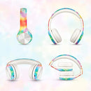 LilGadgets Connect+ Pro Kids Headphones with Mic and Cord, SharePort Technology, Over-Ear Foldable Headset, Volume Limit 93db, Wired Inline 3.5mm Jack for School - Tie Dye Rainbow Headphones for Kids by TinyTreasures Baby Boutique