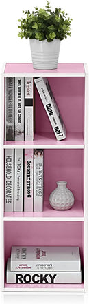 Furinno 3-Tier Open Shelf Bookcase, White/Pink 11003WH/PI by TinyTreasures Baby Boutique