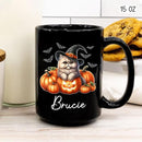 Personalized Persian Wearing Witch Hat Black Cup with Name, Customized Halloween Persian Coffee Mugs, Spooky Cat and Pumpkins Ceramic Cup 11oz 15oz, Halloween Mug Gift for Cat Lover Pet Owner by TinyTreasures Baby Boutique
