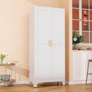 Metal Pantry Cabinet with 2 Doors and Adjustable Shelves - 71" Kitchen Storage Cabinet with Gold Handles - Versatile Storage for Kitchen, Bathroom, Dining Room, Utility Room - White by CozyNest Decor