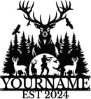 Personalized Deer Forest Name metal Signs,Custom Shed Metal Wall Decor,Black Deer Metal Wall Art Decor,Deer Home Metal Signs Plaques,Outdoor wall Decorative Signage (Style D) by CozyNest Decor
