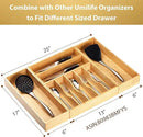 Umilife Bamboo Kitchen Utensils Organizer, Extra Long High Silverware Drawer Holder, Flatware Cutlery Storage Box, Multi-Use Drawer Divider in Office, Bathroom, Pantry - 17"x6"x2.5" (Set of 2) by CozyNest Decor