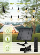 Brightown 58FT Solar String Lights Outdoor with Remote Cable Ties and Hooks, Commercial Grade Patio Lights with 26 LED Shatterproof Bulbs, 3 Light Modes Hanging Light for Backyard Party Decor by GreenHaven Gardens