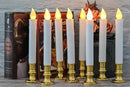 DRomance 9" Flameless Window Taper Candles Battery Operated with 8-Key Remote and Timer, 4 Pack White Christmas Holdiay Window Candles with Gold Holders, Suction Cups and AA Batteries Included by GreenHaven Gardens