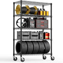 5-Shelf Storage Shelves,Wire Shelving Heavy Duty Metal Storage Shelving Unit Adjustable Garage Shelving Rack Pantry Kitchen (Black, 5 Tier,17.7" D x 47.2" W x 76.7" H) by CozyNest Decor