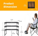 Camping Table 4FT Grill Table Foldable Folding Picnic Portable Stand Mesh 3 Height Adjustable Outdoor Card BBQ RV Black 47.2×23.6 inch by GreenHaven Gardens