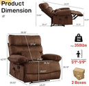 Oversized Power Recliner Chair 350lb with Hidable Cup Holders, Extra Wide Large Big Electric Recliner Chair with Lumbar Support Pillow Nursery Chair Living Room (Manual, BROWN-6002-1) by CozyNest Decor