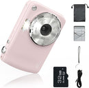 Digital Camera for 50MP FHD 1080P, Digital Point and Shoot Camera with 16X Zoom Anti Shake, Indoor&Outdoor Travel Compact Small Camera Gift for Boys Girls Kids Camera with 32GB Card, Pink by TinyTreasures Baby Boutique