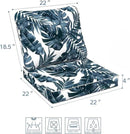 LVTXIII Outdoor Deep Seat Cushion Patio Seat and Back Cushion Set Seasonal Chair Cushion with Removable Cover and Adjustable Buckle for Home and Garden, 22"x22"x4", Palms Blue by GreenHaven Gardens