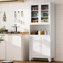 69" Tall Pantry Cabinet, Kitchen Storage Cabinet with 2 Glass Doors and Adjustbale Shelves, Freestanding Metal Cupboards for Dining Room, Living Room, Bathroom by CozyNest Decor