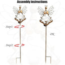 Solar Angel Outdoor Lights Garden Stake - Metal Angel Crackle Glass Ball Solar Light- Waterproof 31 White LED for Garden Lawn Patio or Courtyard Decor（Bronze） by GreenHaven Gardens