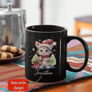 Cute Christmas Cat Cup, Customized Animal Coffee Mug, Gift For Birthday, Personalized Animal Lover Black Cup 11oz 15oz, Custom Xmas Cat Design Mug For Girl by CozyNest Decor