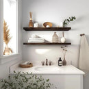 36 Inch Floating Shelves for Wall Rustic Brown Wood Wall Shelves for Bedroom Set of 4 by CozyNest Decor