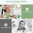 Baby Weaning Set, Silicone Feeding Set(10 Pcs), Toddler Set with Adjustable Bib, Suction Bowl, Plate, Fork, Spoon, Water & Snack Cup Kit, Led Kit for Babies, and Kids Green GJTZ-04 by TinyTreasures Baby Boutique