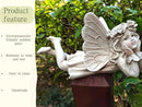 MeritMode Fairy Garden Figurines - Angel Statue with Butterfly and Holding Face, for Mom, Resin Outdoor Figurine for Patio & Yard, 10" Width by GreenHaven Gardens
