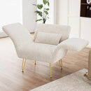 Txtin's Comfy Accent Chair Reading Chair for Bedroom Cozy Wing Arm Living Room Single Sofa Chair with Angle Adjustable Arms Beige Corduroy Easy Assembly by CozyNest Decor