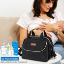 Breastmilk Cooler Bag with Ice Pack Fits 6 Baby Bottles up to 9 Ounce, Wearable Breast Pumps Cooler Bag for Nursing Mom Daycare, Work, Travel- Black by TinyTreasures Baby Boutique