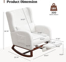 Rocking Chair Nursery,Teddy Nursery Rocking Chairs with Foot Rest, Sherpa Nursing Chair Glider Rocker with Wingback and Pillow for Living Room, Bedroom, White by TinyTreasures Baby Boutique