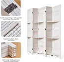 Partition Room Dividers, Folding Wood Privacy Screen with Three Display Shelves Suitable for Home Office, Study, Art Display - 5 Panel, 67 * 64inch (White-Washed) by CozyNest Decor