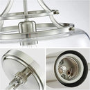 WUZUPS Chandelier Rustic Farmhouse Industrial Round Ceiling Pendant LED Light Fixture with Clear Glass Shades for Dining Room Kitchen Island Foyer Entryway, H 17" x W 13.4", E26 Base, Brushed Nickel by CozyNest Decor