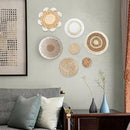 7 Pack Boho Wall Basket Decor - Seagrass Rattan Wicker Wall Decor Round Handmade Hanging Rustic Flat Elegant Wall Art for Farmhouse Living Rooms Bedrooms Display Table Settings Kitchen Home by CozyNest Decor