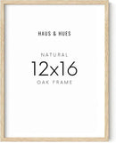 HAUS AND HUES Beige Oak Wood 12x16 Picture Frame - Modern Wood Wall Art Display - Lightweight 12x16 Frame for Art Prints, Photos, Posters - Ready-to-Hang Vertically & Horizontally by CozyNest Decor