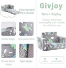 Toddler Chair Kids Couch, 2-in-1 Toddler Soft Sherpa Couch Fold Out Armchair with Removable Cover, Convertible Reading Chair Toddler Sofa for Kids, Glow in The Dark Plush Grey Dinosaur by CozyNest Decor