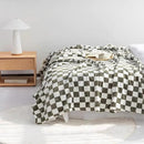 LOMAO Throw Blankets Flannel Blanket with Checkerboard Grid Pattern Soft Throw Blanket for Couch, Bed, Sofa Luxurious Warm and Cozy for All Seasons (Dark Olive, 90"x90") by CozyNest Decor