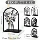 Faccito 5 Pairs Book Ends, Black Metal Bookends for Shelves Decorative, Non Skid Tree Stopper and Flower Shelf Holder for Heavy Books, Home Office School Supplies(Modern) by CozyNest Decor