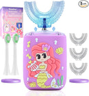 Kids Electric Toothbrush, U Shaped Toothbrush Kids Sonic Automatic Brush with 5 Brush Head 6 Sonic Clean Modes IPX7 Waterproof Mermaid Design Rechargeable Smart Timer for Children 2-7 by TinyTreasures Baby Boutique