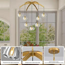Modern Gold Chandelier, 34 inch Crystal Chandeliers for Dining Room (7-Light), Elegant Decoration Light for Living Room, Foyer Brass Chandeliers by CozyNest Decor