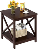 ChooChoo End Table, 24 Inch End Table with 2-Tier Storage Shelf, Side Table for Living Room, Wood Nightstand for Bedroom, Office, Painted Surface, Espresso by CozyNest Decor