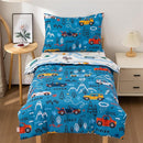 NTBED 4 Pieces Racing Car Toddler Bedding Set for Baby Boys, Hill Vehicles Transportation Printed, Includes Comforter, Flat Sheet, Fitted Sheet and Pillowcase,Blue by TinyTreasures Baby Boutique
