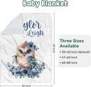 Personalized Baby Crib Bedding Set - Custom Name Owl Pattern 3 Pcs Set - Soft Blanket with Double Layer Dotted Backing, Fitted Sheet, Room Rug for Newborns Boys Girls Shower Gift by TinyTreasures Baby Boutique