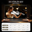 4/4 Beginner Violin Kit for Adults, Complete Full Size Violin Set with Portable Case, Bow, Rosin, White by TinyTreasures Baby Boutique