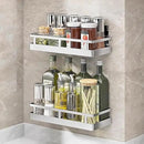 SUS304 Stainless steel Wall Mount Spice Rack Storage Basket - Seasoning Container, Kitchen Spice Organizer -Kitchen Seasoning Hanging Rack - Bathroom Shelf (Silver) by CozyNest Decor