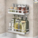 2PCS Kitchen Spice Rack, SUS304 Stainless steel Wall Mount Storage Rack, Seasoning Container, 11.8Inch Spice Organizer, Kitchen Seasoning Hanging Rack, Bathroom Shelf for Storing Toiletries by CozyNest Decor