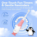 Toddler Electric Toothbrush, Soft Bristles, Colorful LED Light for Easy Checkups, Makes Brushing Fun, 2-Minute Timer for Proper Brushing, Cute Design, IPX7 Waterproof, Includes AAA Battery (Pink) by TinyTreasures Baby Boutique