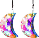 HDCRYSTALGIFTS 2pcs 50mm Crystal Prisms Sun Catchers,Half Moon Drop Hanging Suncatchers for Windows, Rainbow Maker Crystals Decoration by GreenHaven Gardens
