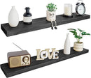 BGMG Wood Floating Shelves 48 inch, Wide Rustic Wooden Wall Shelves for Bathroom Living Room Bedroom Kitchen Farmhouse Set of 2-48x 6.7 x1.25 inch- Black by CozyNest Decor