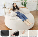 HABUTWAY Bean Bag Chair with U-Shaped Pillow for Adult and Kids Big BeanBag Chair with Filling Ultra Soft Faux Fur Couch Chair with Washable Cover for Living Room Bedroom Office, Beige & Beige by CozyNest Decor