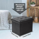 ALASDO Storage Ottoman Footrest Stool Small Ottoman with Storage Foldable Ottoman Leather Foot Rest Footstool Bench for Living Room 17x13x13inches Black by CozyNest Decor