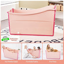 Collapsible Baby Bathtub Foldable Bathtub for Toddler Portable Large Foldable Bath Tub Bathtub for Kids Petite with Thermometer and Storage Basket (Pink) by TinyTreasures Baby Boutique