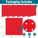 6 Pack Steel Peg Board,Universal 1/8 and 1/4 Pegboard Accessories,Ideal for Garage Tool Storage, Office Organization, Craft Room, Kitchen etc. (Red, 6-12X12) by GreenHaven Gardens